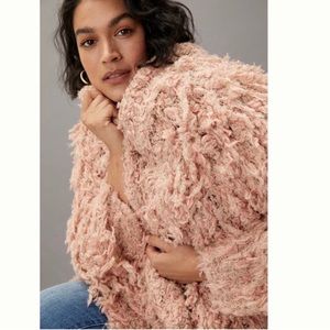 Pilcro pink fuzzy cardigan sweater from anthropologie